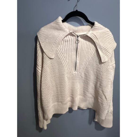 EUC Anthropologie Daily Practice Half-Zip Oversized Pullover Sweater Cream - Picture 7 of 16